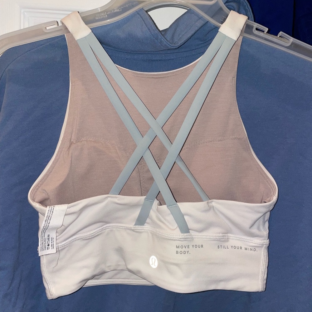 lululemon athletica Women's Strappy Sports Bra - Cream and Gray
